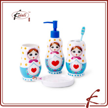 set of 4 russian doll porcelain bath gift set